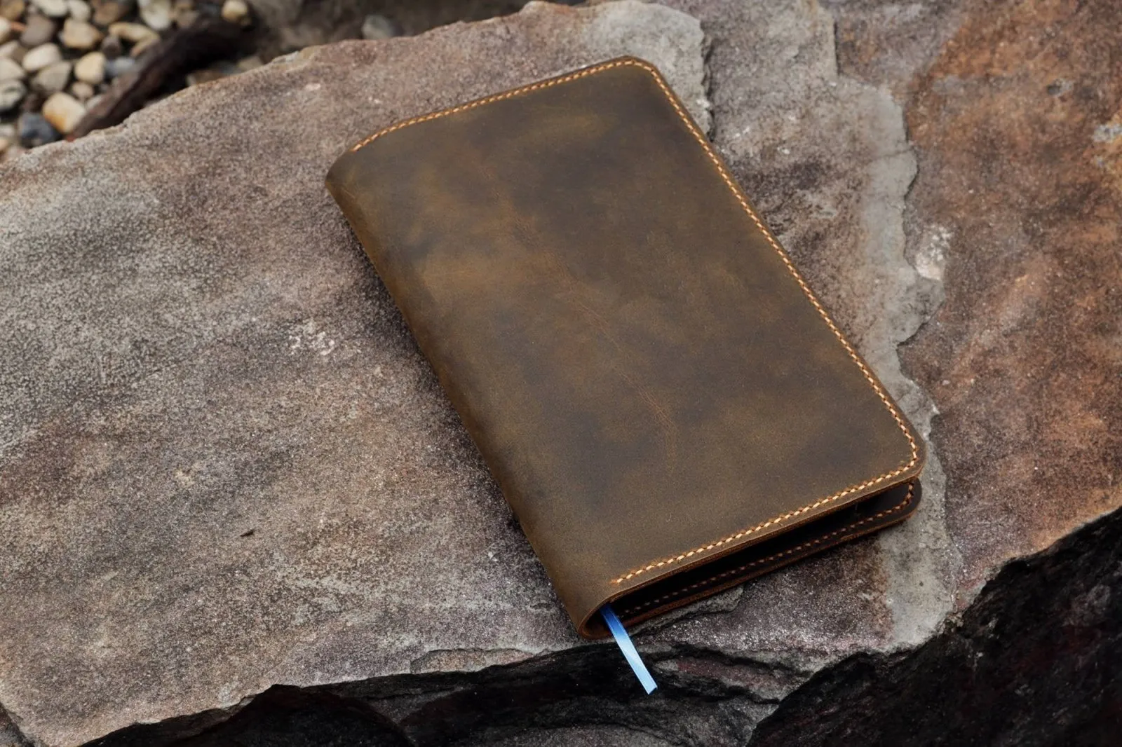 Personalized distressed leather cover for minimalism art notebook