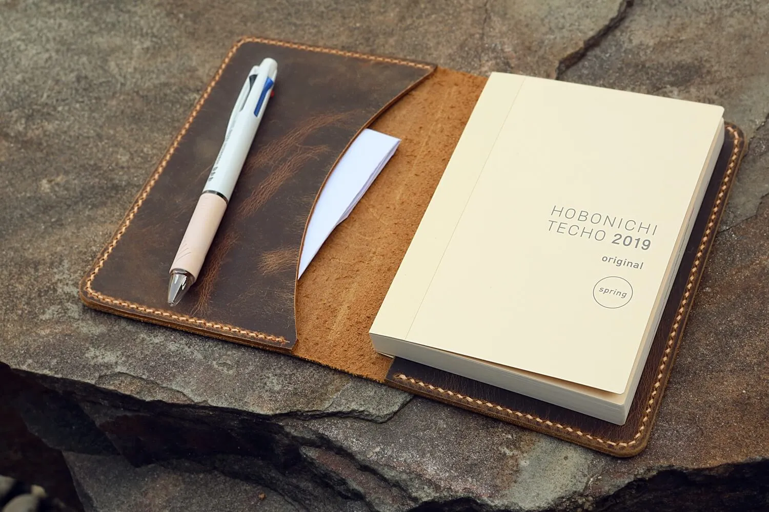 Personalized distressed leather hobonichi techo cover A5 A6