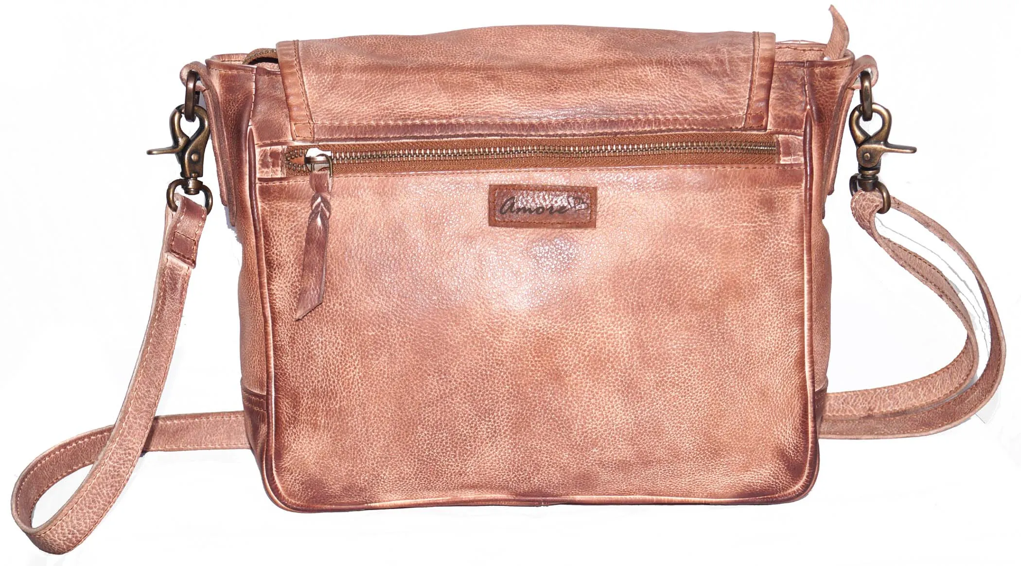 Peter Multi Pockets Across Body Shoulder Real Leather Bag (Leather Weave)