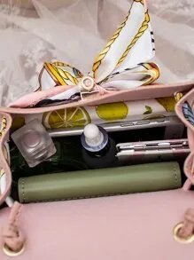 Pink Scarf Detail Satchel Bag