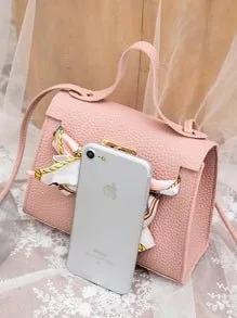 Pink Scarf Detail Satchel Bag