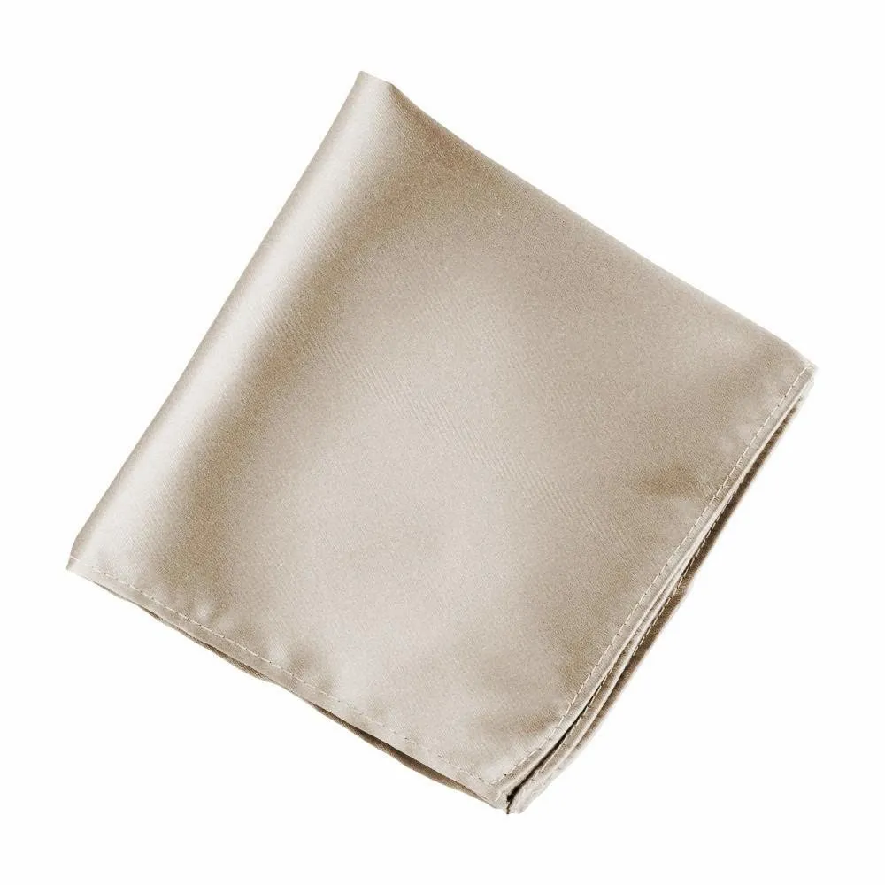 Plain Taupe Polyester Pocket Square