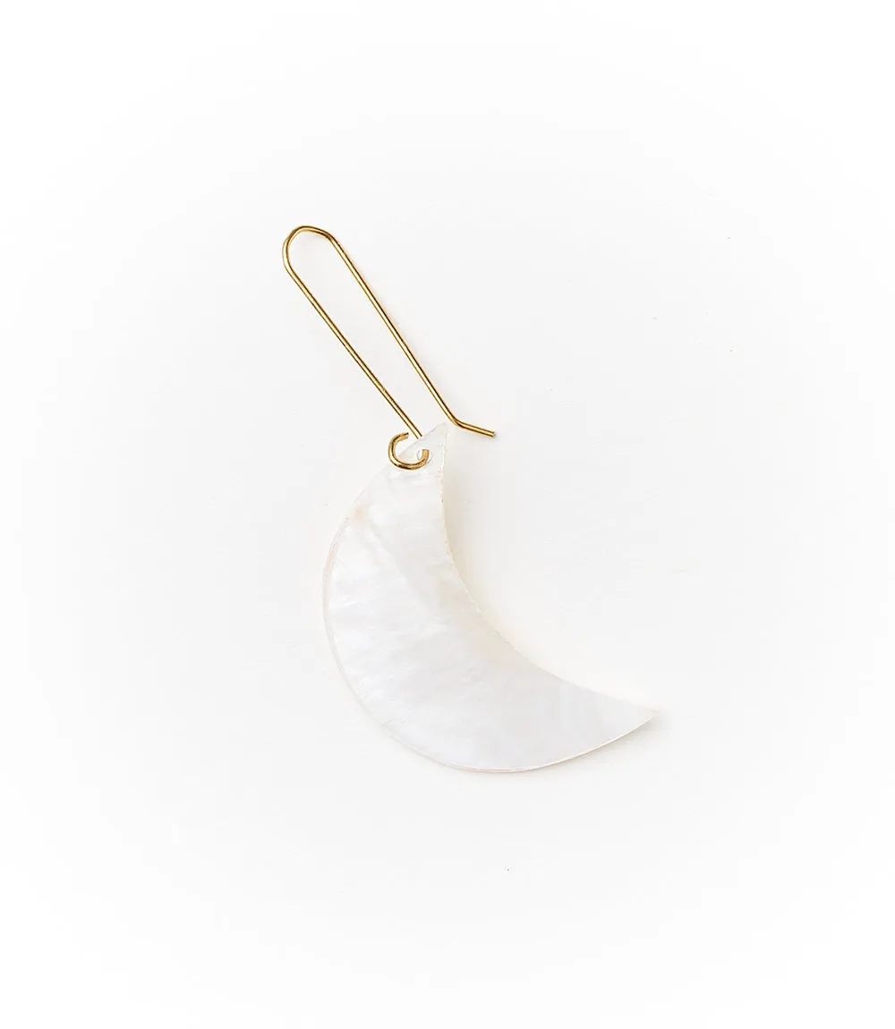Rajani Crescent Moon Drop Earrings - Mother of Pearl