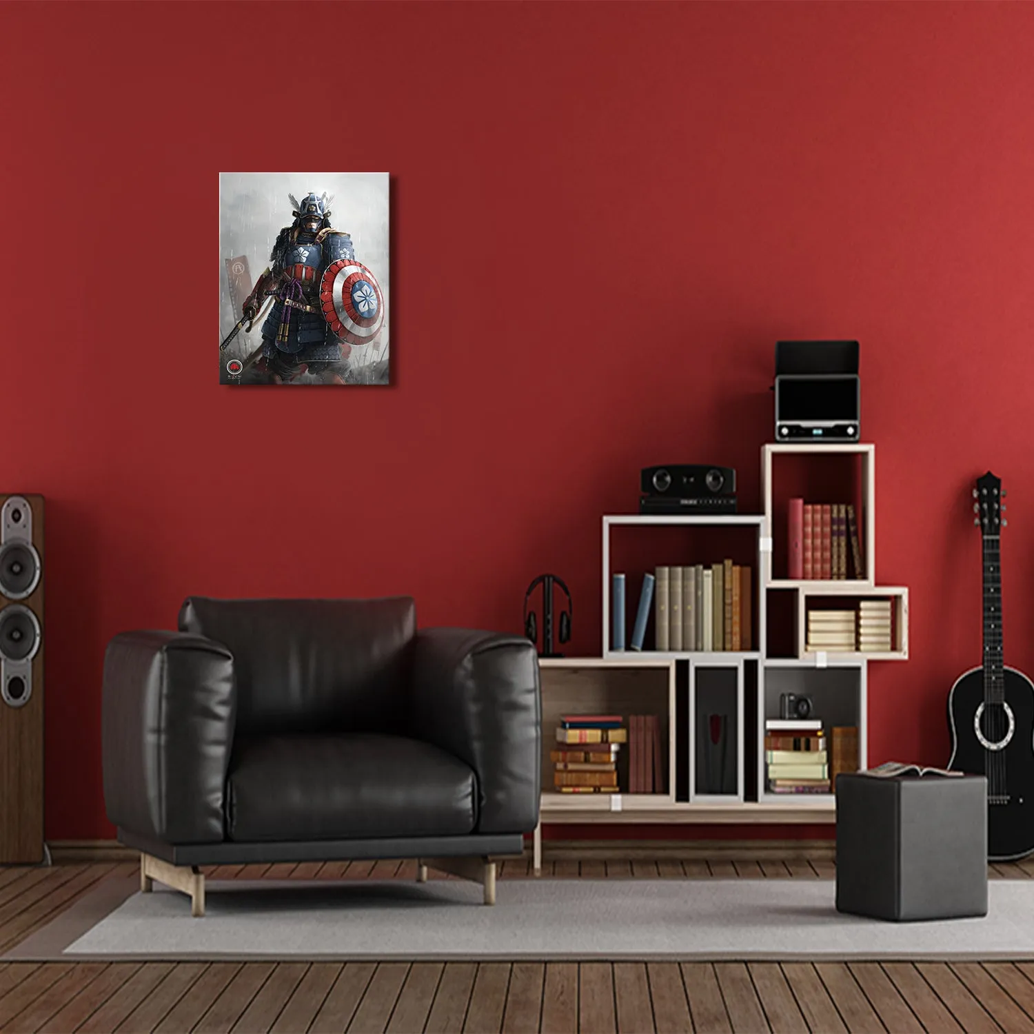 Samurai Warrior with Shield Canvas Wall Art