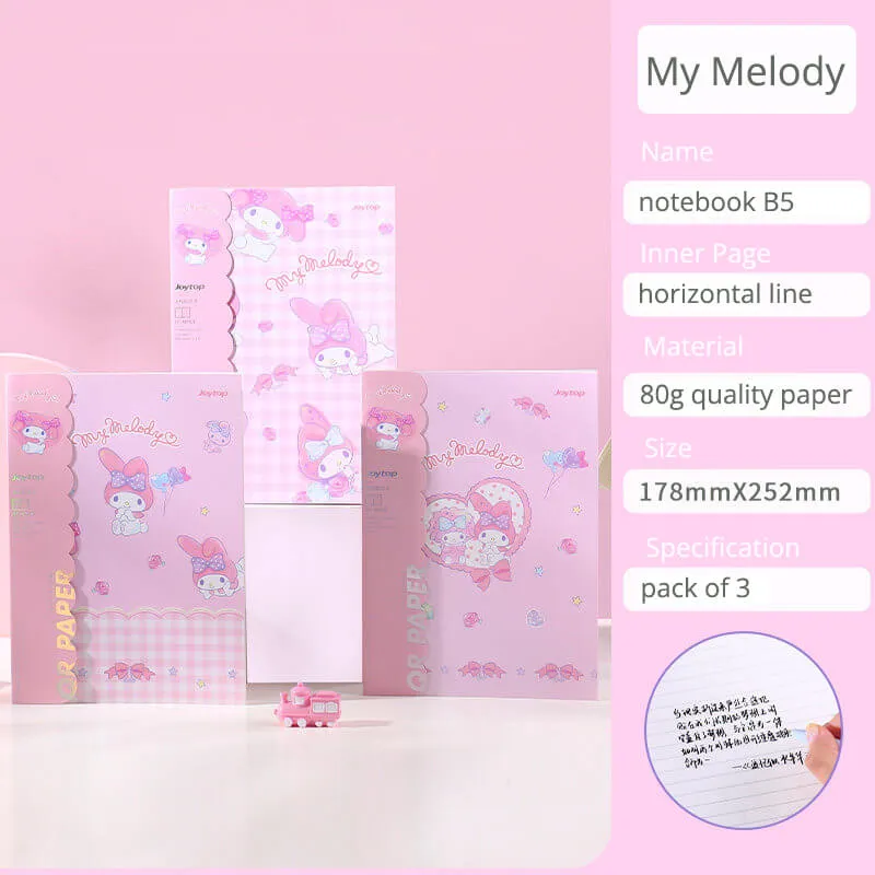 Sanrio Print B5 Notebooks Pack of 3