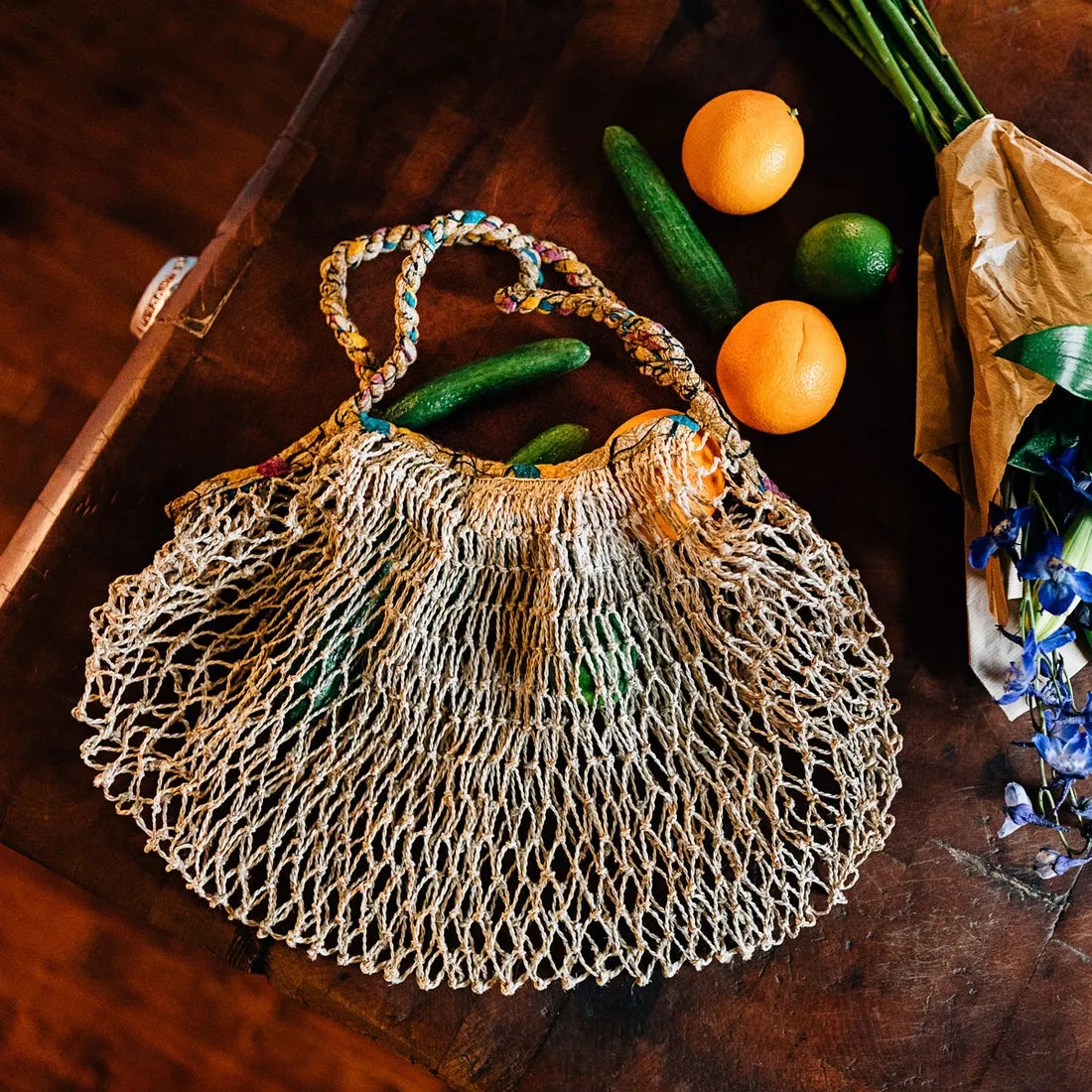 Sari & Jute Slouchy Net Farmer's Market Bag