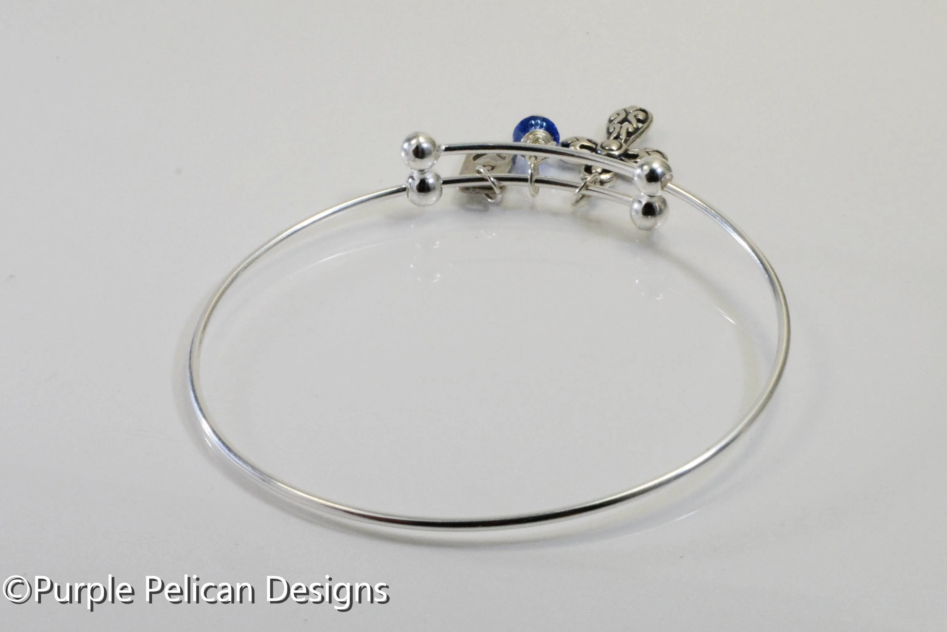 Sterling Silver Expandable Bangle Personalized With Cross