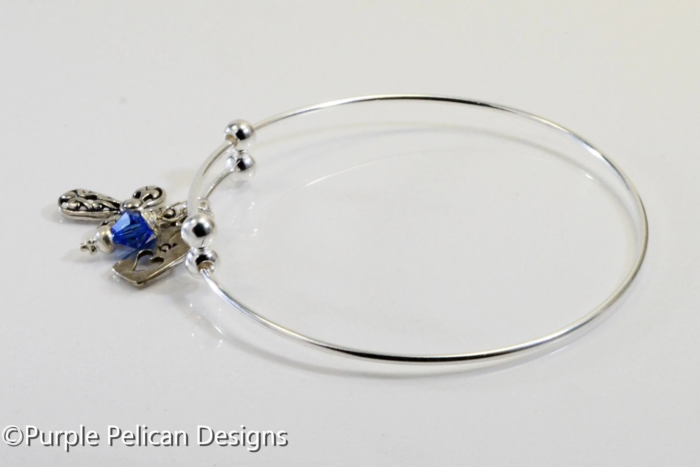 Sterling Silver Expandable Bangle Personalized With Cross