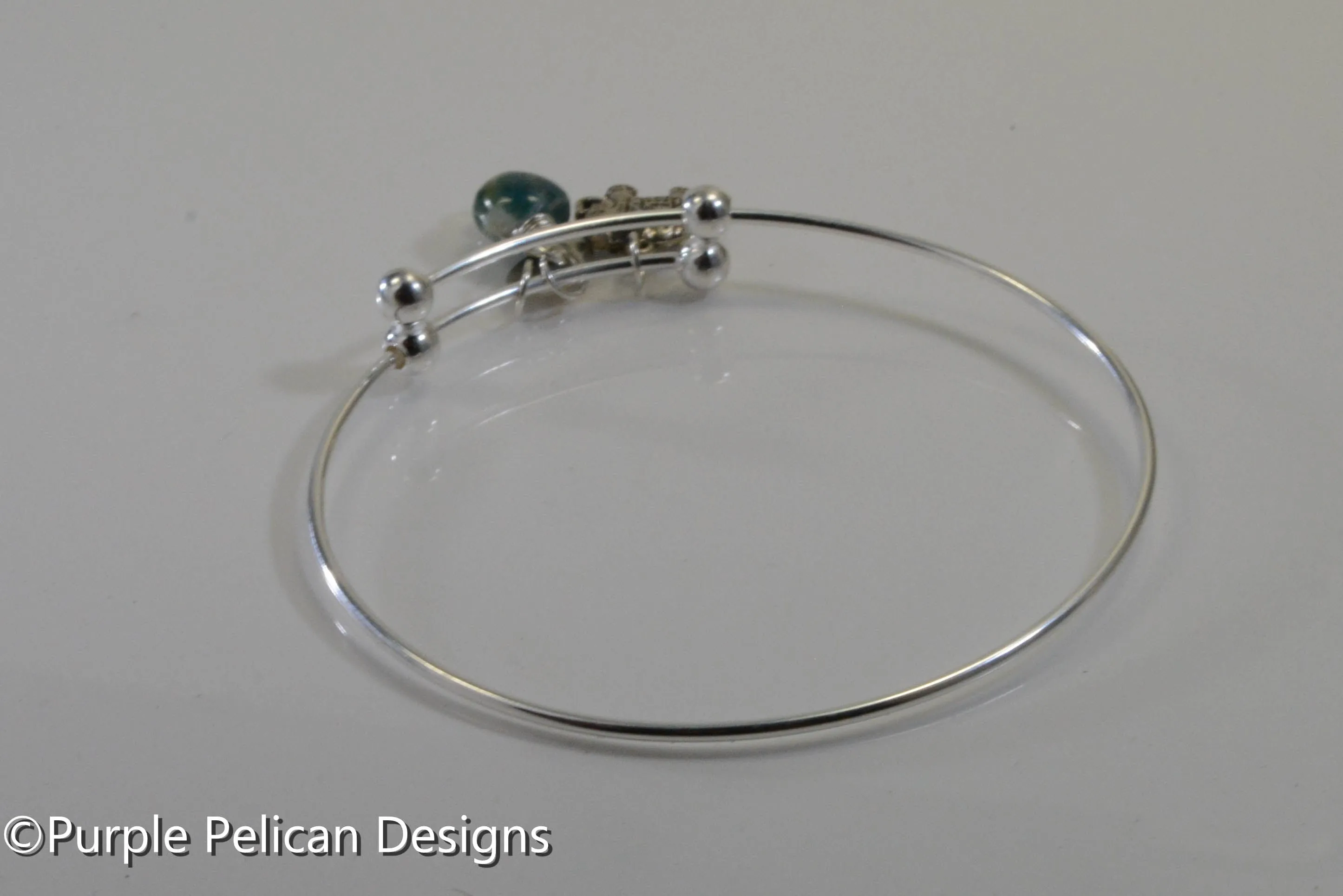 Sterling Silver Personalized Expandable Bangle With Elephant