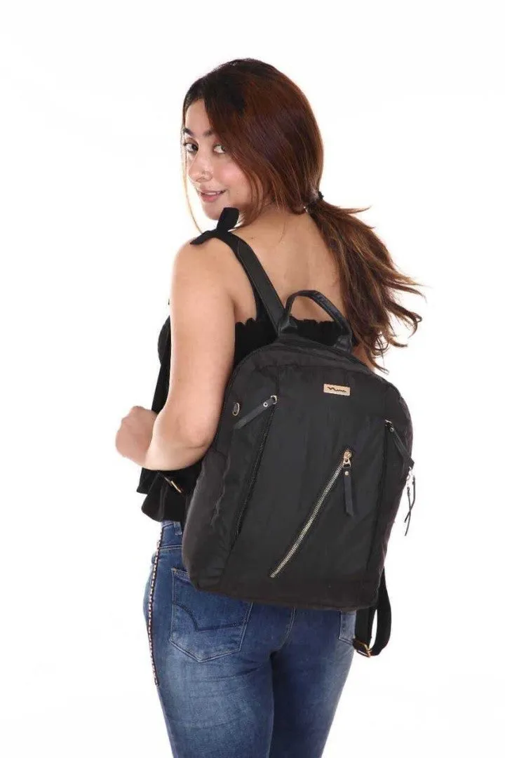 Trending Girls 6 Compartments 18 Liter Notebook Backpack Black Color For College/School/Travelling/Office |2 Large Compartments| (Pack of 1)