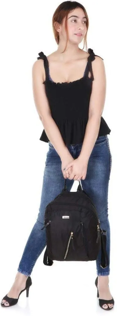 Trending Girls 6 Compartments 18 Liter Notebook Backpack Black Color For College/School/Travelling/Office |2 Large Compartments| (Pack of 1)