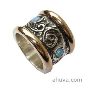 Turquoise Stone Two Tone Ring