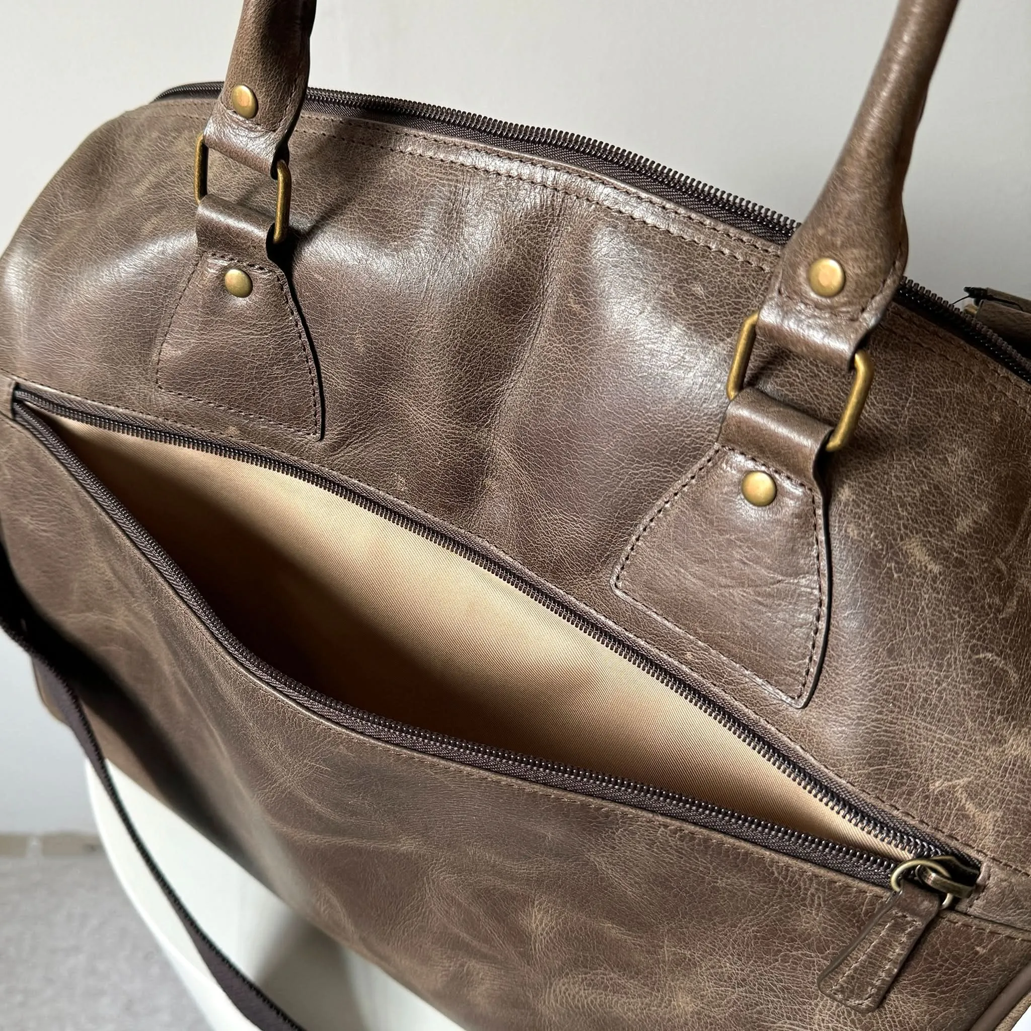 Weekender Bag for Men, Crazy Horse Travel Leather Bag