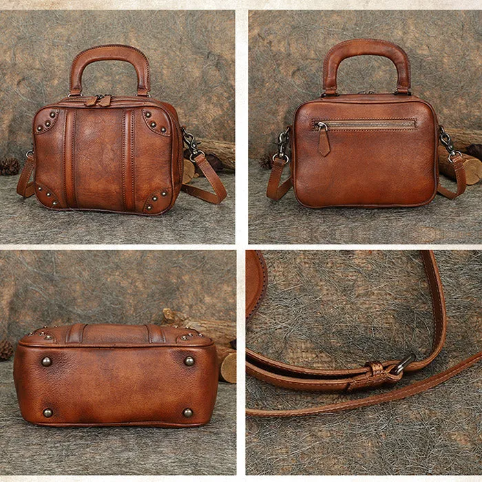 Womens Designer Leather Handbags Small Brown Crossbody Purse for Women